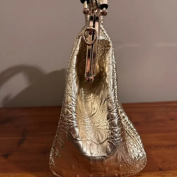 Gold Croc-Embossed Satchel - Picture 5 of 7